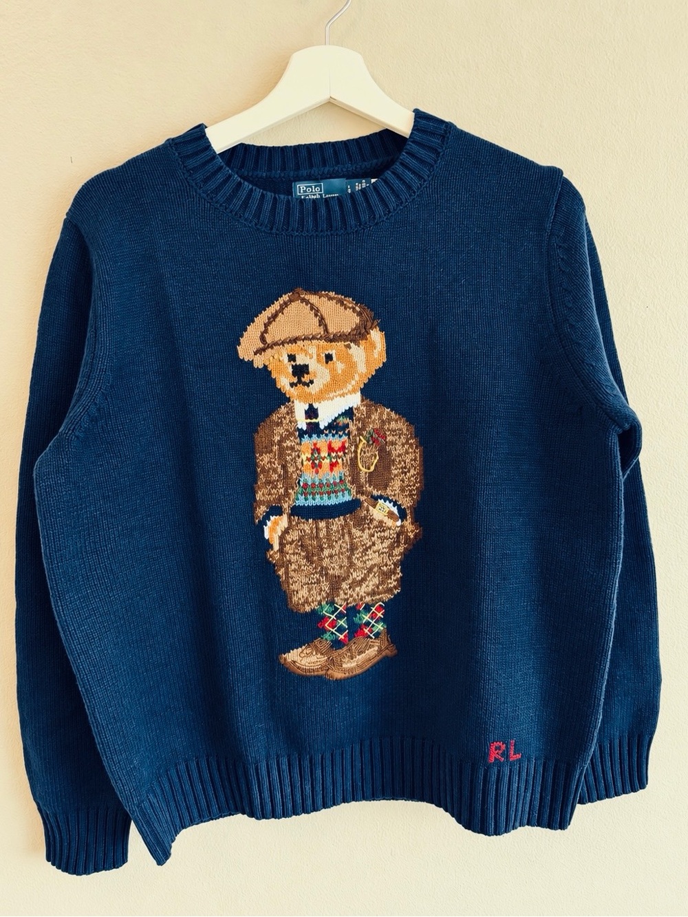 Polo by Ralph Lauren Navy Teddy Bear Knit Crewneck Sweater